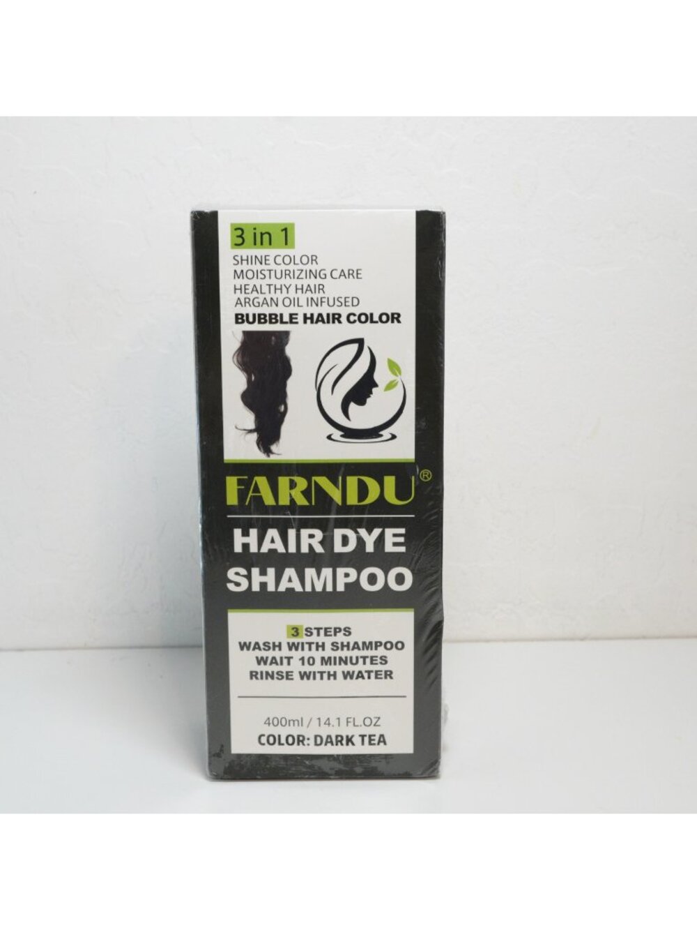 Farndu 3-In-1 Argan Oil Infused Bubble Hair Dye Shampoo Dark Tea Color 400ml